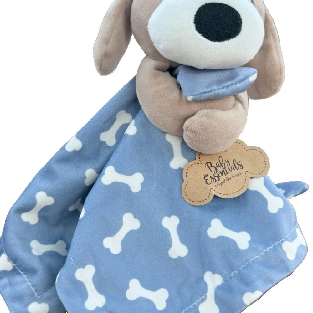 Baby Essentials Puppy Dog Security Blanket Lovey Blue/White/Brown